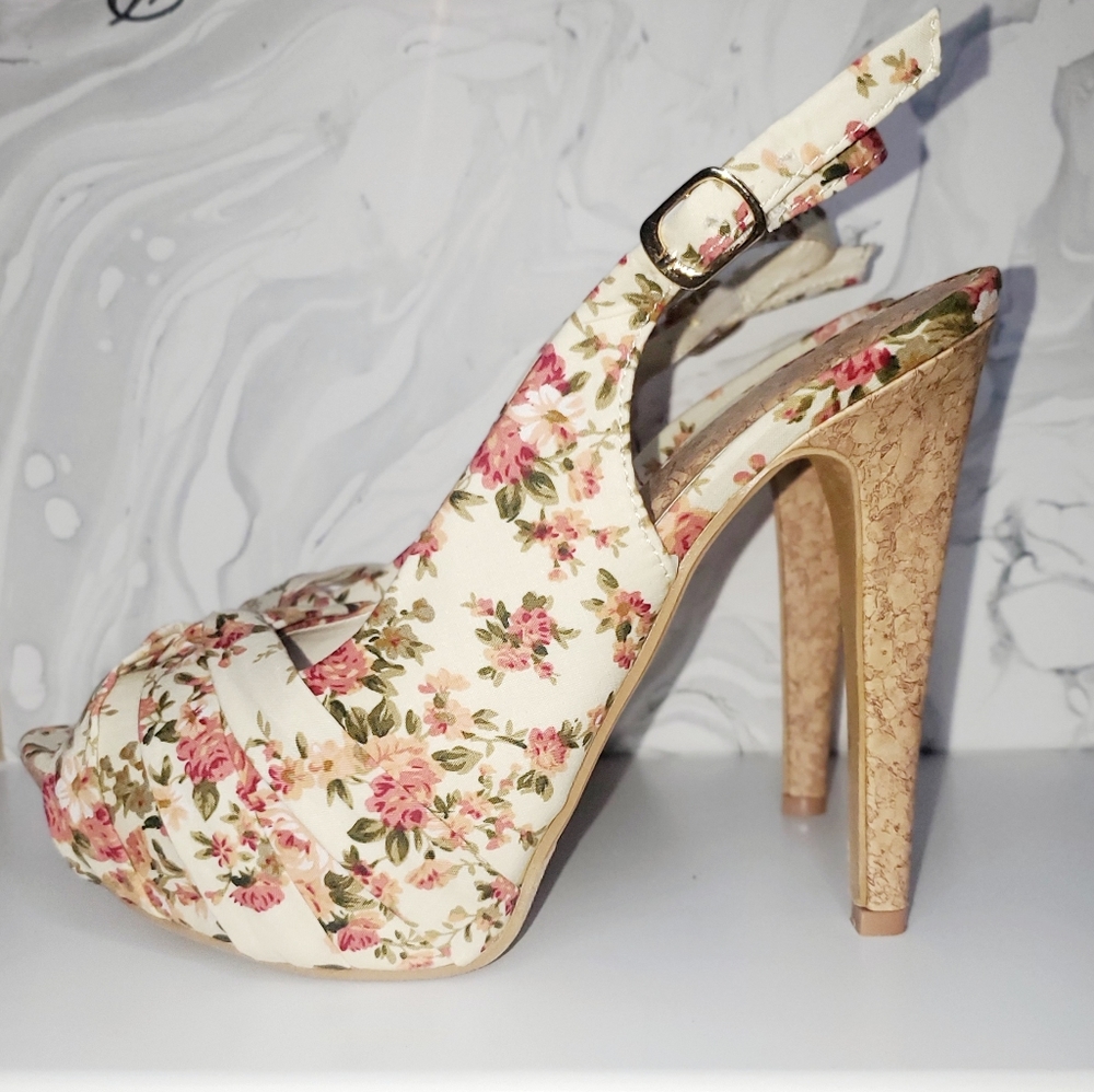 Floral printed heels